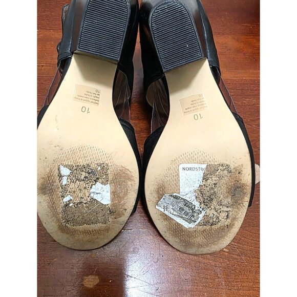 Seychelles Black Cleopatra Leather Heeled Open Toe Sandals Size 10 - Picture 6 of 9